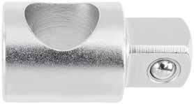 088 089 R77300011 ADAPTER POWIĘKSZAJĄCY 3/4" - 1" Chromowany matowo Do nasadek pokręcanych ręcznie Gniazdo pokrętła czworokątne wg DIN 3120 - D 20, ISO 1174, z otworem na zabezpieczenie kołkowe Czop