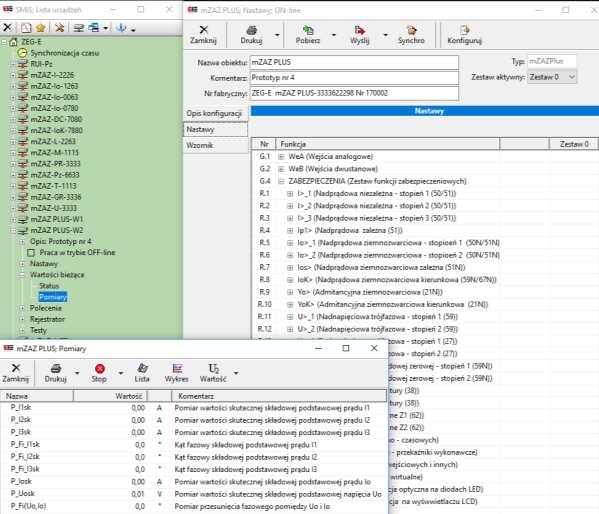 4.2. Obsługa za pomocą komputera PC - według załącznika w dokumentacji techniczno-ruchowej (Instrukcja obsługi SMIS. Obsługa zespołu zabezpieczeń SN typu mzaz PLUS).