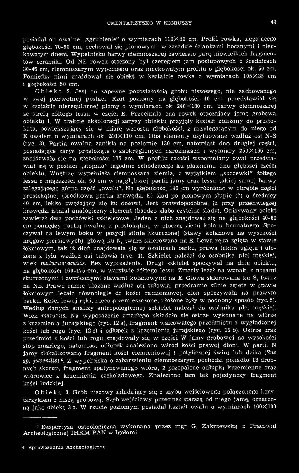 Od NE rowek otoczony był szeregiem jam posłupowych o średnicach 30-4'5 cm, ciemnoszarym wypełnisku oraz nieckowatym profilu o głębokości ok. 50 cm.