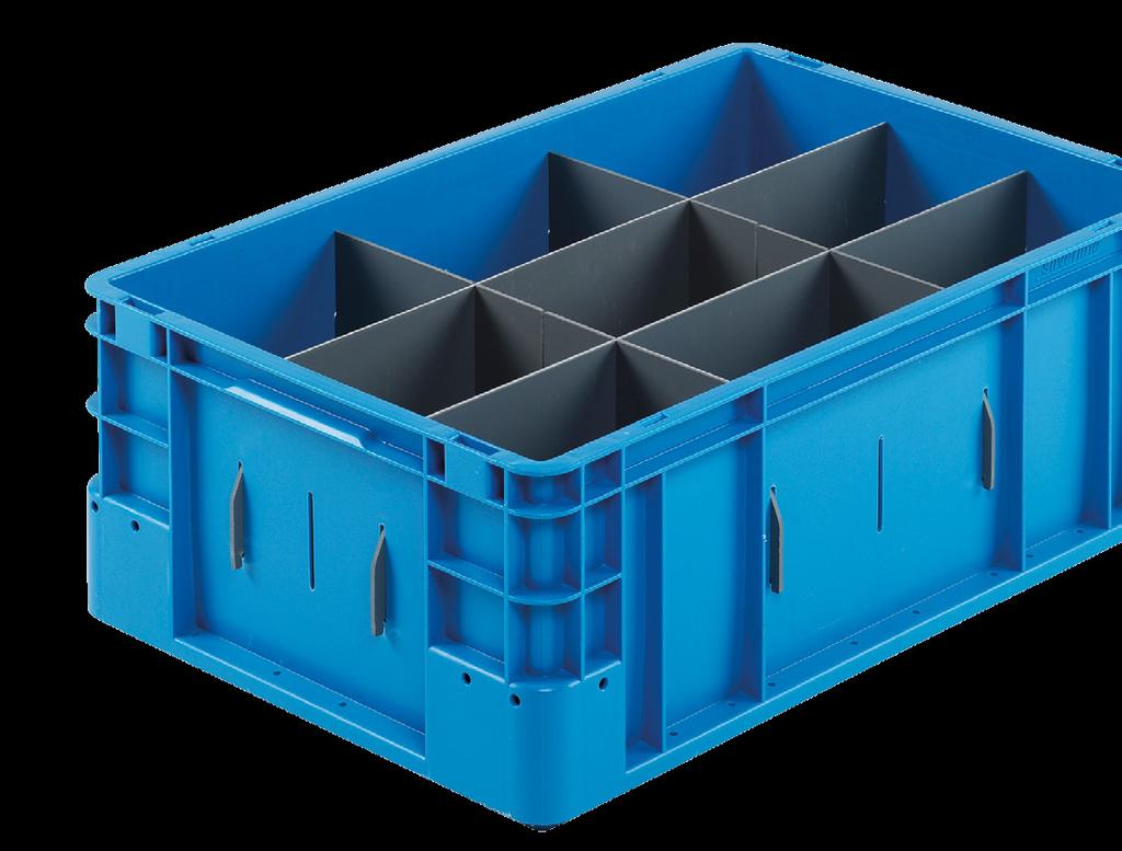 Pojemniki 800 x 600 mm Wymiary zewnętrzne Ściany Dno Uchwyty na ręce Pojemność Waga Kolor Wymiary wewnętrzne pełne gładkie, pełne podwójne miniload lekkie miniload średnie miniload ciężkie