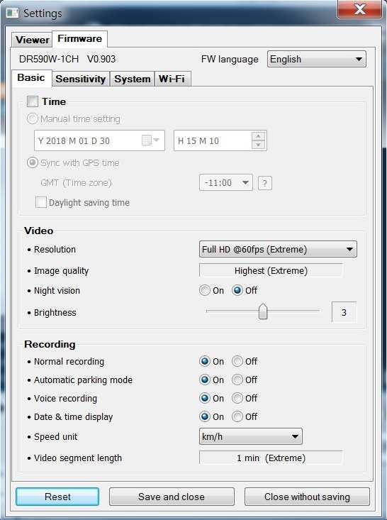 7.2. Menu ustawień rejestratora Wybierając zakładkę Firmware, uzyskasz dostęp do menu ustawień rejestratora.