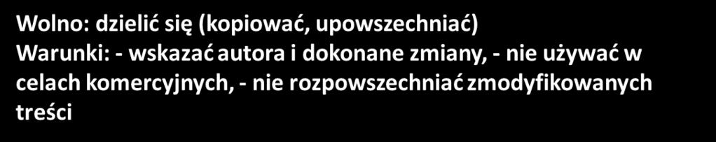 LICENCJE CC 6. Uznanie autorstwa. Użycie niekomercyjne.