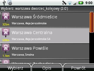 Jeśli nie jesteś pewien, co do wybieranego punktu, naciśnij przycisk Opis, a wyświetlą się szczegółowe informacje na jego temat.