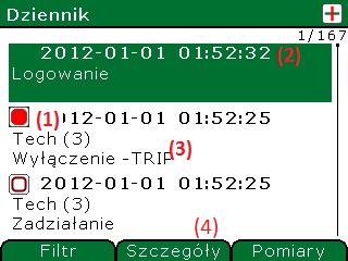 Stan aktywny sygnału spowoduje zapalenie diody. Opis przeznaczenia diod sygnalizacyjnych definiowany jest poprzez edycję tekstu przypisanego diodzie i widoczny jest na wyświetlaczu. 3.6.