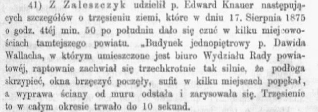IV Drżenie jak od przejeżdżających ciężarówek. Dzwonienie talerzy i szklanek. Możliwe spękania przy ramach okiennych. V Wyczuwalne wew. budynków. Można określić kierunek drgań.