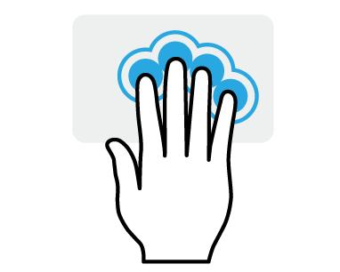 Naciśnięcie trzema palcami Dotknij lekko powierzchni touchpada trzema palcami, aby otworzyć system Cortana (jeśli dany komputer obsługuje ten system) lub otwórz [Action Center] (Centrum akcji) (jeśli