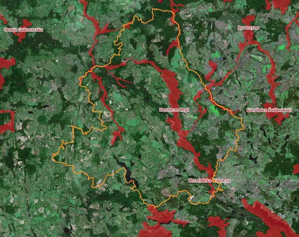 Rysunek 16. Obszary siedliskowe Natura 2000 na tle Powiatu Łobeskiego. źródło: www.geoserwis.gdos.gov.