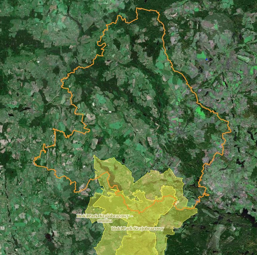 Rysunek 18. Iński Park Krajobrazowy na tle Powiatu Łobeskiego. źródło: www.geoserwis.gdos.gov.