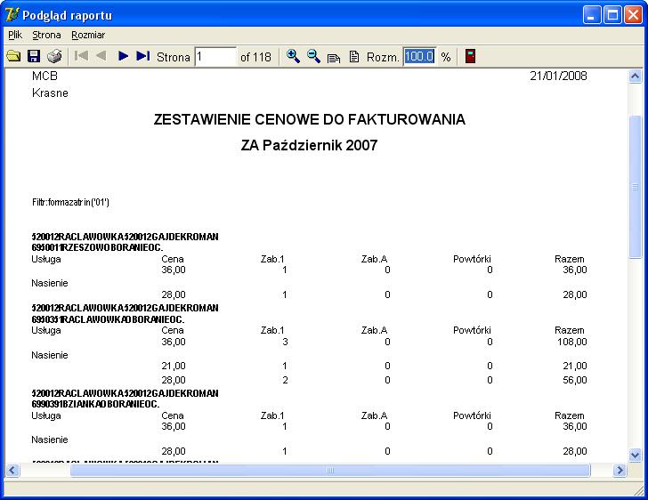 - zakładka rejestr VAT porównanie zabiegów z poprzednim rokiem zakładka porównanie organizatorzy 5.2.1.