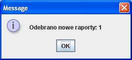 Warunkiem, aby odebrać raport jest uruchomiony program FTP działający w tle. Program jest uruchamiany automatycznie, po wejściu do programu i działa do momentu zakończenia pracy programu.