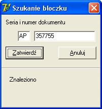 Jeżeli powtarza się numer dla przynajmniej jednego dokumentu z wprowadzonego zakresu w zakresie innego bloczka to