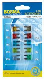 BLADE FUSES MINI 10 MM BLISTER 9 CONTENT CODE NO REF. EAN UNIT PACK.