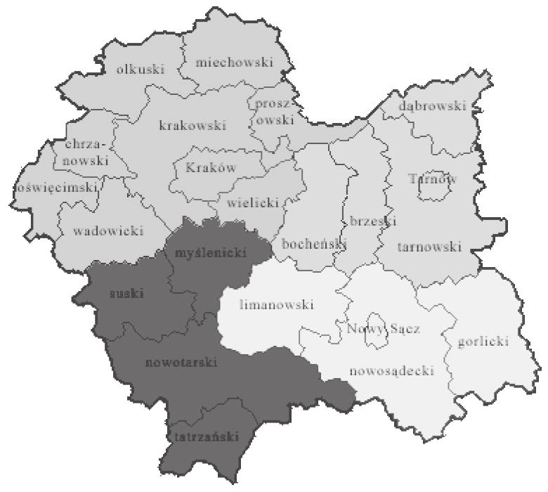 Pozarolnicza przedsiębiorczość indywidualna w gminach subregionu sądeckiego 65 Ryc. 1.