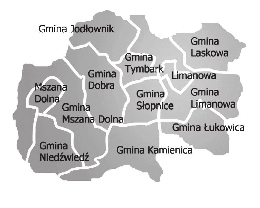 66 Natalia Jaśkiewicz Ryc. 3. Gminy powiatu limanowskiego Źródło: http://www.rdr.ilimanowa.pl/index.