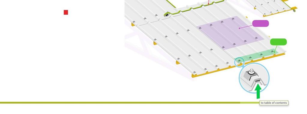 Profil INDUSTRIL Montaż Montaż drugiego rzędu: Przed montażem należy przymocować taśmę uszczelniającą wzdłuż zakładek grzbietowych wszystkich paneli w pierwszym rzędzie.
