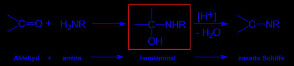 Hemiaminale to nietrwałe produkty pośrednie reakcji iminacji wg March s