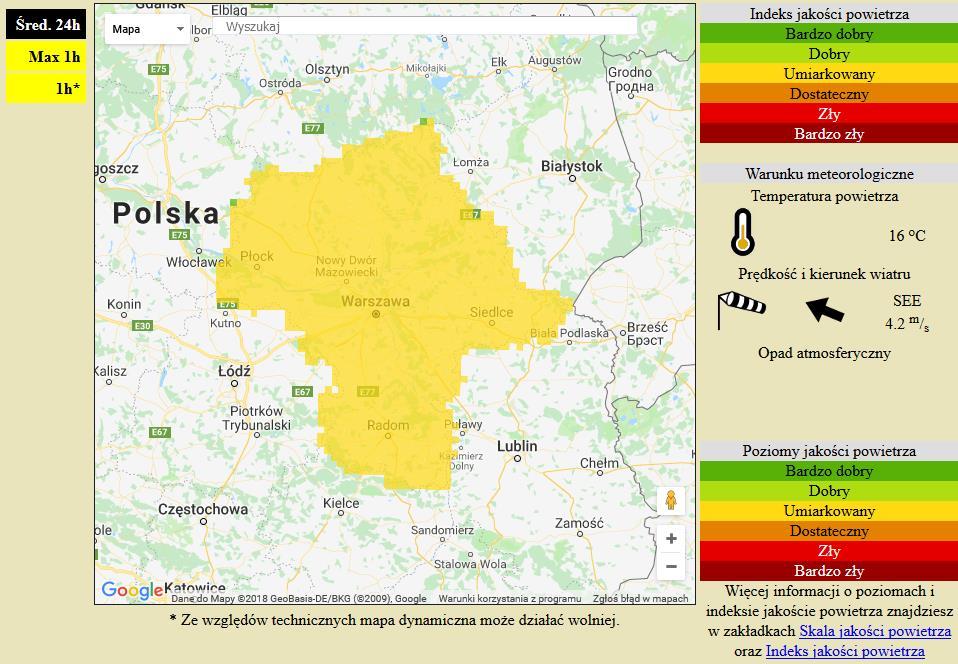 [w µg/m 3 ] na automatycznych stacjach