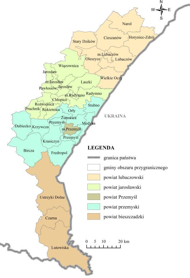 2. POWIETRZE 2.1. JAKOŚĆ POWIETRZA Rys. 1.1. Podział administracyjny; obszar przygraniczny 2016 r.