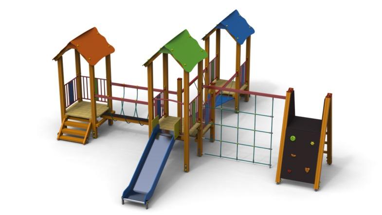HDPE. Balustrady -metal połączony z trwałą płytą HDPE. Ślizg - blacha nierdzewna połączona z trwałą płytą HDPE Liny - polipropylenowe z rdzeniem stalowym o gr.