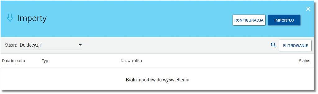 umożliwia odrzucenie pliku importu przelewu/szablonu przelewu, [AKCEPTUJ] - umożliwia zaakceptowanie pliku importu przelewu/szablonu przelewu, [SZCZEGÓŁY]