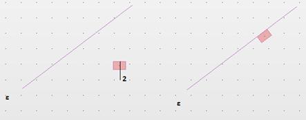 EXAMPLE 1 Rozważmy linię (e) i słup 80x50. Wybierz Wyrównanie. Kliknij lewym klawiszem myszy na bok (1) słupa a następnie na linię (ε) aby otrzymać pierwszą konfigurację.