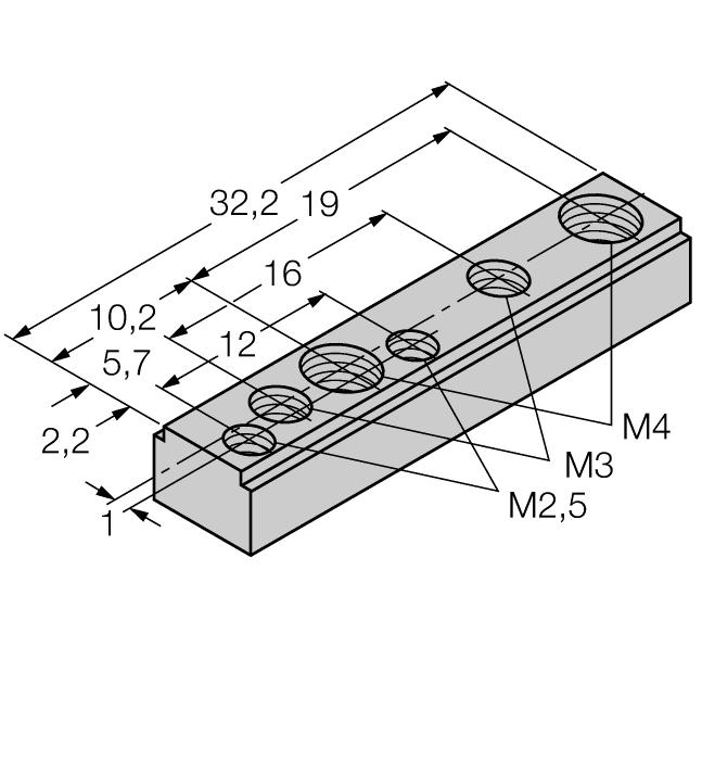 w opakowaniu MN-M5-Q25 6901039 bloki przesuwne z gwintem M4 dla tylnej części profilu czujników Q25L; materiał: stal nierdzewna; 10 szt.