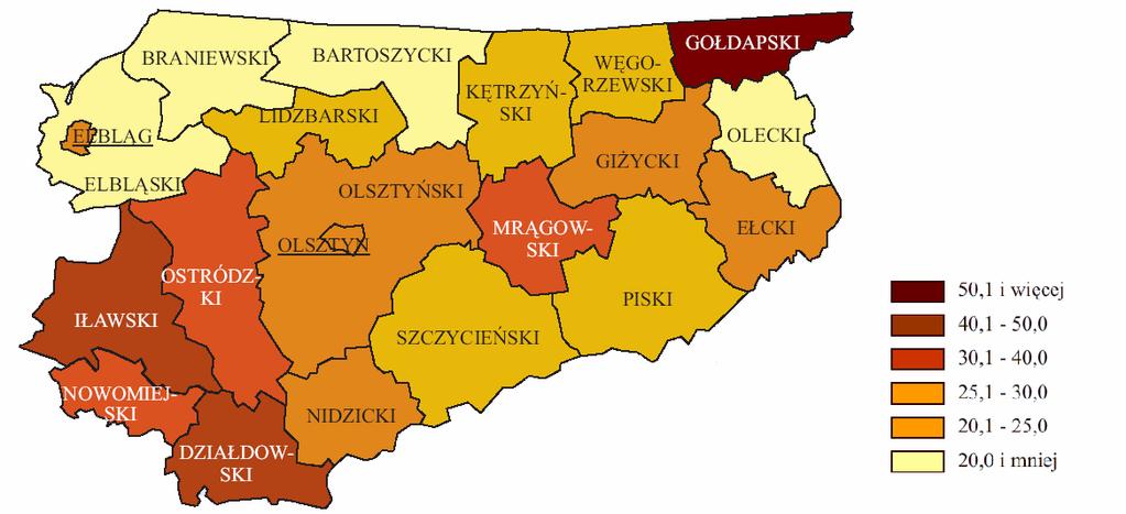 W strukturze miejsc noclegowych zbiorowego zakwaterowania wg rodzajów zarejestrowanych przez Urząd Statystyczny w 2005r. największy udział miały: hotele 8.683 miejsc, ośrodki wczasowe 6.