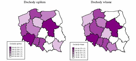Nadal narastały róŝnice w ich wielkości w przekroju poszczególnych województw.