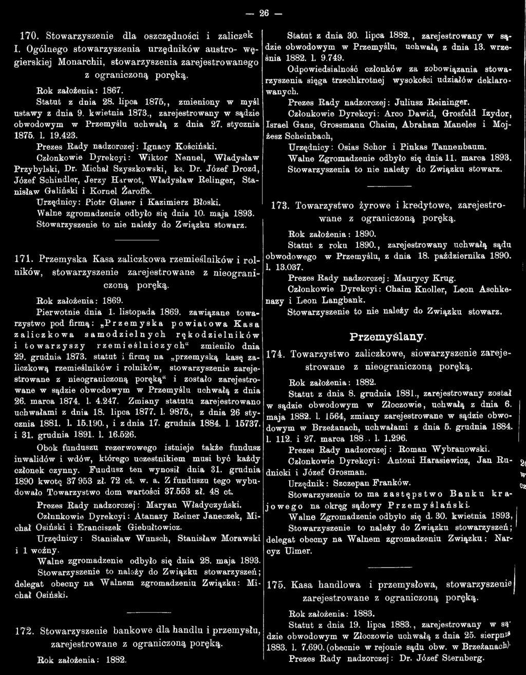 Walne zgromadzenie odbyło się dnia 0. maja 893. Stowarzyszenie to nie należy do Związku stowarz. 7.