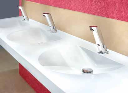 MIRANIT STABILNY i ELEGANCKI MATERIAŁ Produkty przeznaczone do obszarów sanitarnych, wykonane z kompozytu mineralnego z dodatkiem spoiwa z żywicy syntetycznej, są odlewane bezspoinowo, dzięki czemu