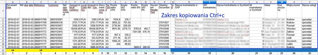 Uruchomienie dodatku Przechodzimy do pliku xls i kopiujemy zakres do importu danych ( cznie
