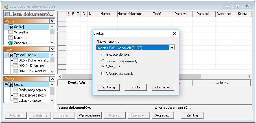 Dodatek uruchamiamy z kartoteki dokumentów w buforze. Przechodzimy do Dokumenty -> Przegl danie -> Bufor.