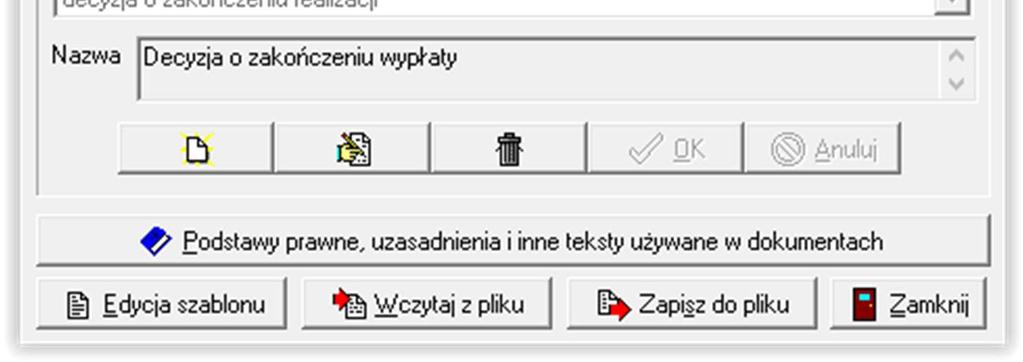 oknie programu wybrać pozycję DRUKI SZABLONY DECYZJI: Na