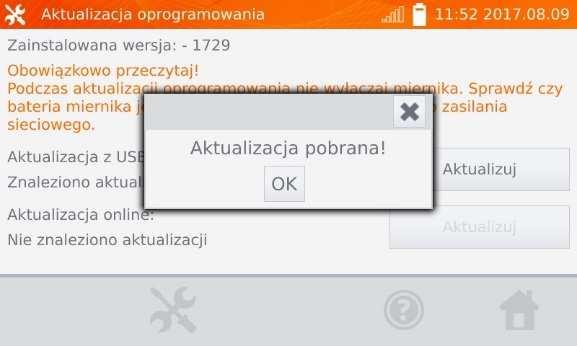 z Internetem przez WiFi i kliknąć odpowiedni przycisk Aktualizuj.