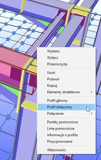 Krok 3 Wstawianie płatwi nad ryglami w płaszczyźnie dachu Teraz należy przenieść płatwie ponad rygle tak, aby dolna półka płatwi dotykała górnej półki rygla (opierała się na niej).