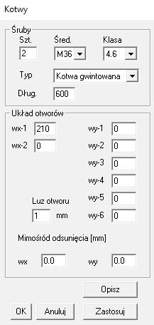 Krok 3 Kliknij za pomocą Edycja połączenia na jeden ze słupów, który posiada już blachę kotwiącą.