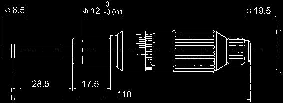 .. mm 5 Micrometer head Limit. Vernier scale with a reading accuracy of 0.01 mm. Measuring surface made of hard metal. With a friction clutch drum. DIN 863. Item no.... 7324-0103 Measuring range.