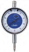Dial gauges Limit. Rotatable scale dial with two settable tolerance indices. Additional pointer for whole mm. Robust aluminium body Replaceable measuring tip. Without mounting eye. Tolerance acc.