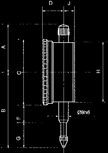 Dial gauges Impact-proof gauge Limit. Resistant to impact. Rotatable scale dial with two settable tolerance indices. Additional pointer for full mm. Durable plastic body. Replaceable measuring tip.