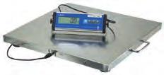 Function keys for resetting, unit selection, taring and net/gross selection. Weighing platform made of stainless steel. Powered from the mains or the built-in battery.
