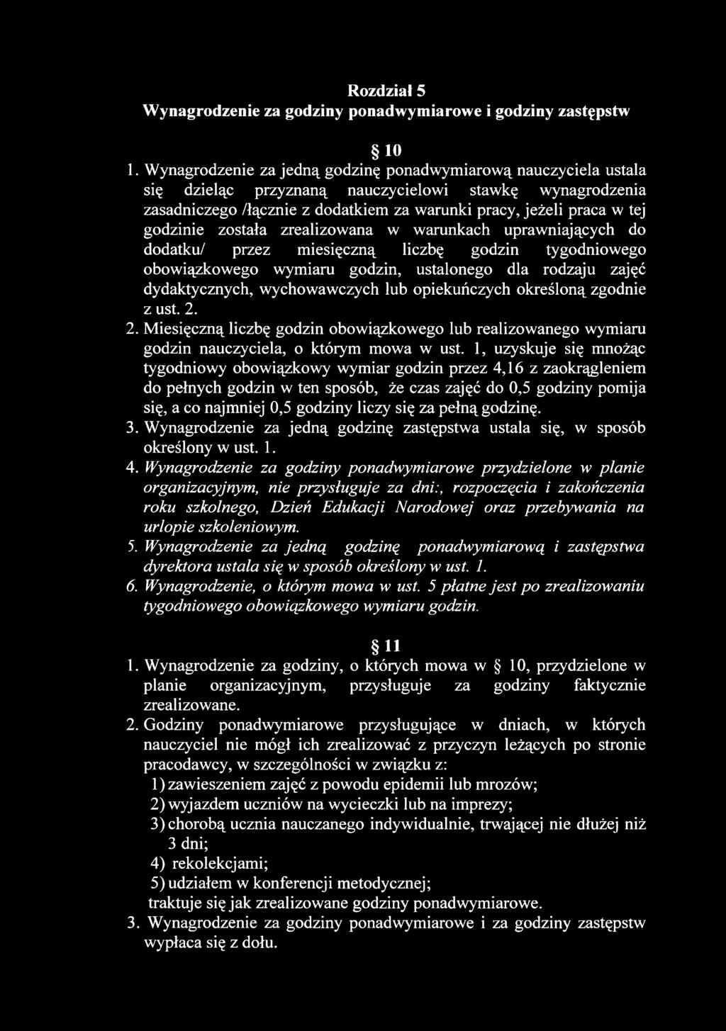 Rozdział 5 Wynagrodzenie za godziny ponadwymiarowe i godziny zastępstw 10 1.