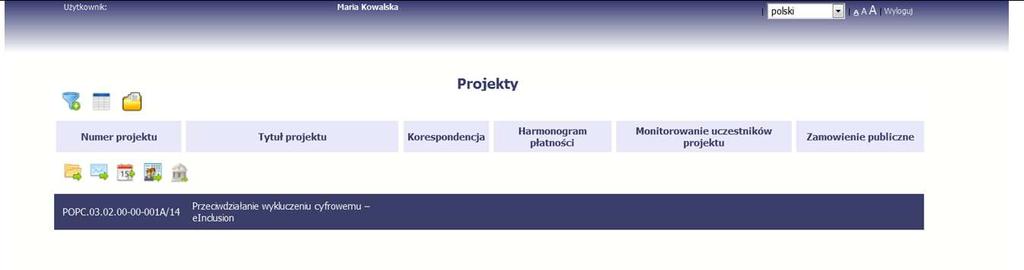 2. NAWIGACJA W SYSTEMIE SL2014 Po zalogowaniu się do systemu możesz rozpocząć prace związane z prowadzeniem Twoich projektów.