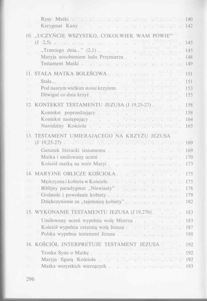 Rysy M a tk i... 140 Kerygmat K a n y... 142 10. UCZYŃCIE WSZYSTKO, COKOLWIEK WAM POWIE (J 2,5 ) 145 Trzeciego dnia (2,1 )... 145 Maryja uosobieniem ludu Przymierza... 148 Testament M a tk i... 149 11.