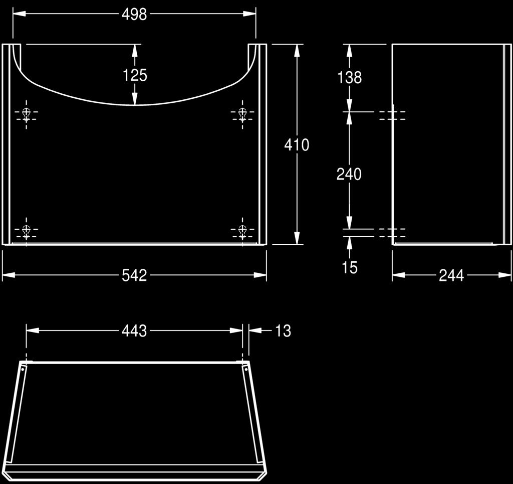 ): 500 155 335 mm BS204 7612210537073 z otworem 35 mm na armaturę BS204 M 7612210045929 z przelewem