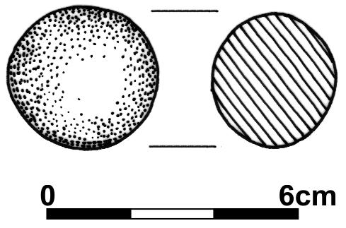 Fig. 11. Teptiuków, Hrubieszów district, site 6, feature 35. Stone ball (burnisher) (according to unpublished materials) (re-drawn by T. Demidziuk) Ryc. 11. Teptiuków, pow. hrubieszowski, stan.