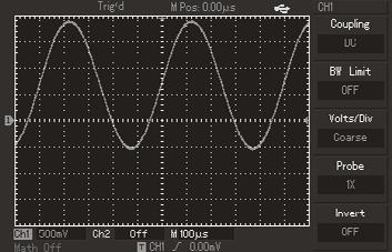 Volts/Div Probe Invert Coarse Fine 1X 10X 100X 1000X ON OFF Skokowe przełączanie współczynnika odchylania pionowego. Płynne przełączanie współczynnika odchylania pionowego.