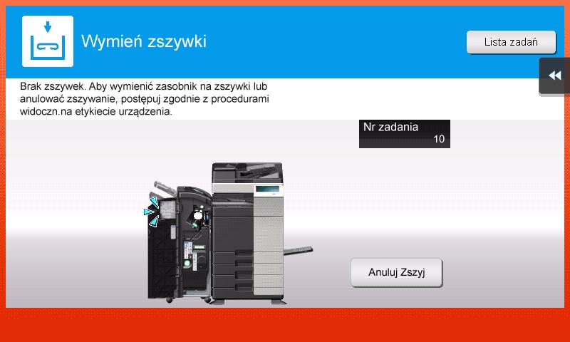 Komunikat dotyczący wymiany materiałów eksploatacyjnych lub przeprowadzenia czyszczenia 5.5 5 5.