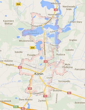2.1.1. Miasto Konin Miasto Konin jest położone w centralnej części Polski i graniczy z gminami Ślesin, Kramsk, Krzymów, Stare Miasto, Rzgów, Golina i Kazimierz Biskupi.