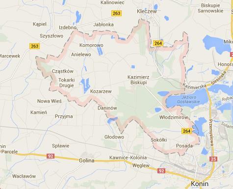 2.1.6. Gmina Kazimierz Biskupi Gmina Kazimierz Biskupi leży we wschodniej części województwa wielkopolskiego, w powiecie konińskim. Na terenie gminy jest 18 sołectw.