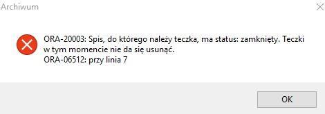5. Usuwanie teczki ze spisu. UWAGA! Usuwanie teczki jest opcją dostępną wyłącznie dla spisów otwartych i tylko dla operatorów uprzywilejowanych.